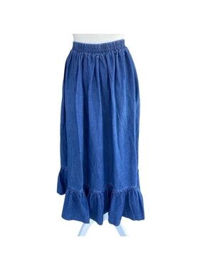 River Ridge Trading Company Long Denim Maxi Skirt Western Boho Vintage